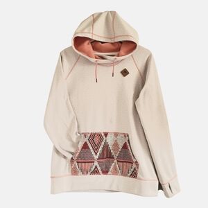 Burton Pullover Aztec Design Hoodie Unisex Size Large Gray Orange